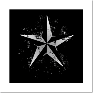 Nautical Star - Grunge Grey Posters and Art